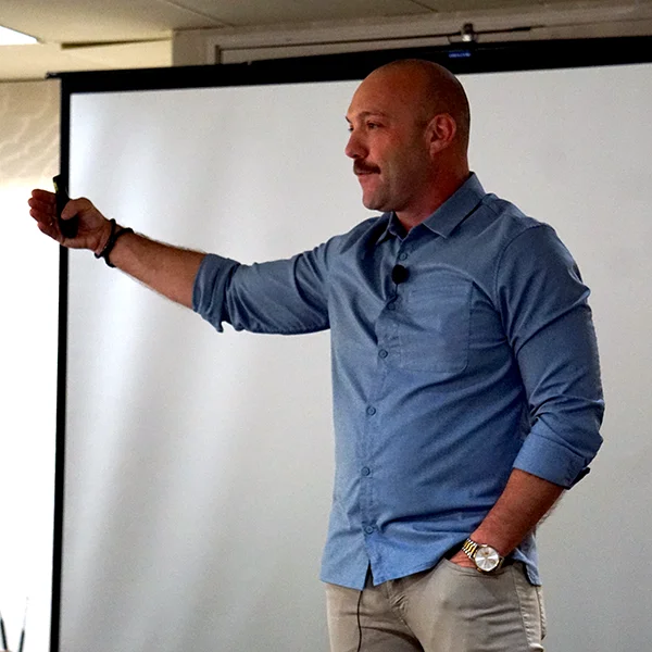 A speaker at AMOA on the Road