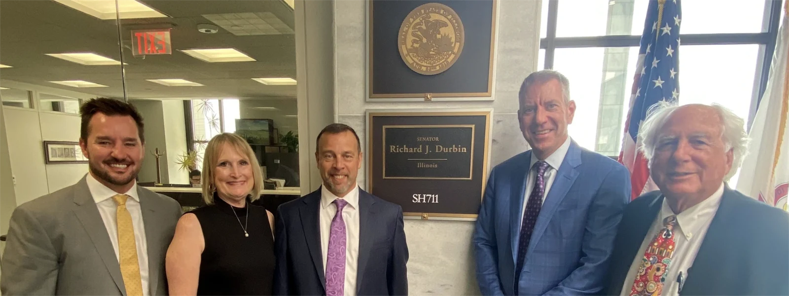 A photo of the AMOA delegation outside Dick Durbin's office